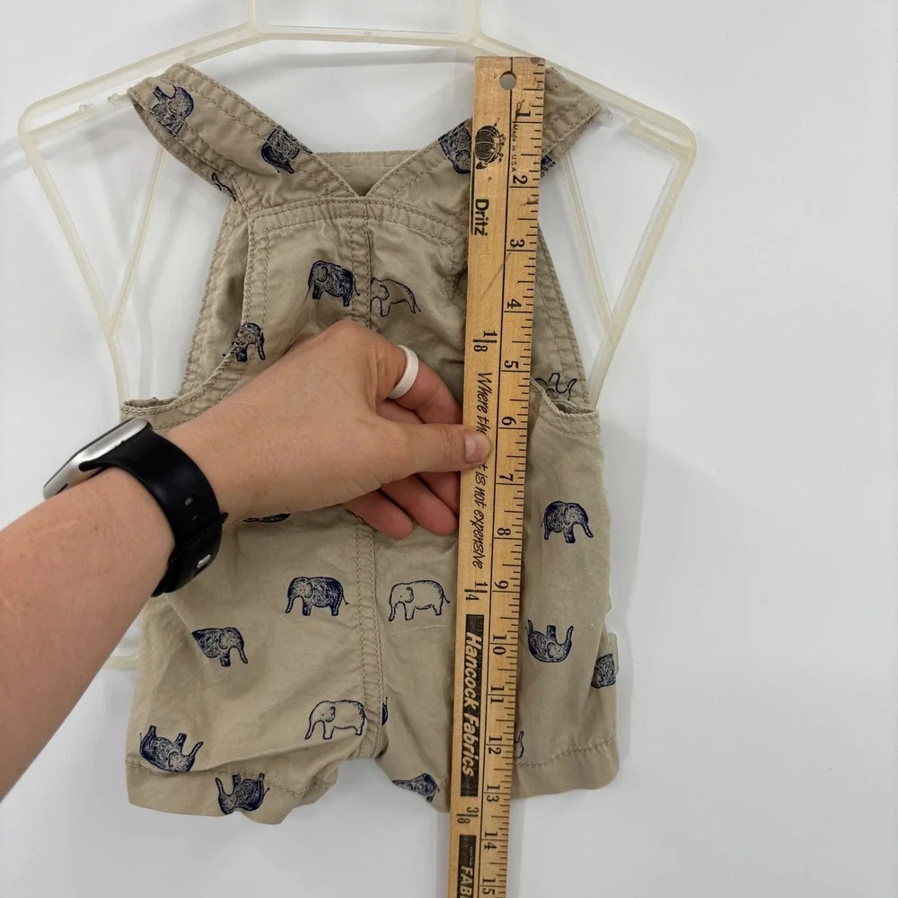 Just One You Carter's Elephant Shortalls Kids 3M Tan Safari Animal Overalls Cute
